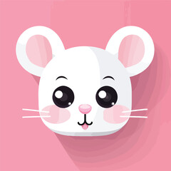 Square mouse or rat farm animal face icon isolated