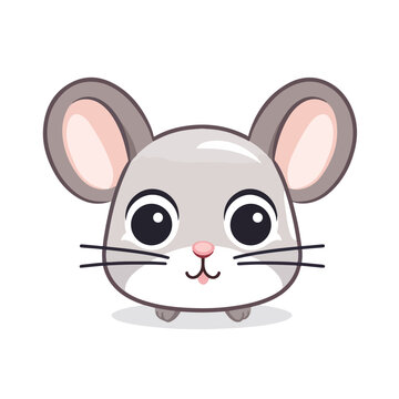 Square mouse or rat farm animal face icon isolated