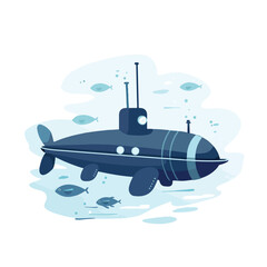 Submarine under water concept vector flat illustrat
