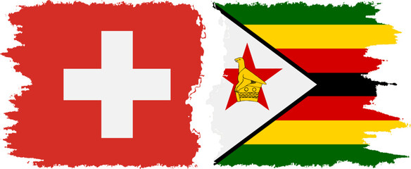 Zimbabwe and Switzerland grunge flags connection vector