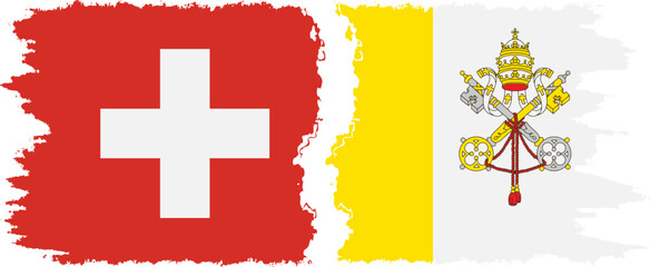 Vatican and Switzerland grunge flags connection vector