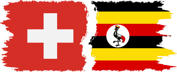 Uganda and Switzerland grunge flags connection vector