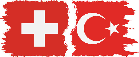 Turkey and Switzerland grunge flags connection vector