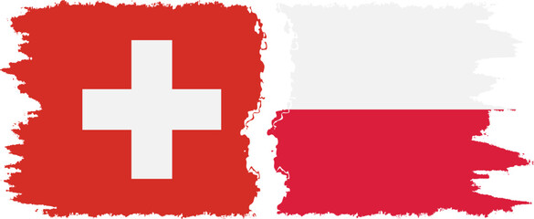 Poland and Switzerland grunge flags connection vector