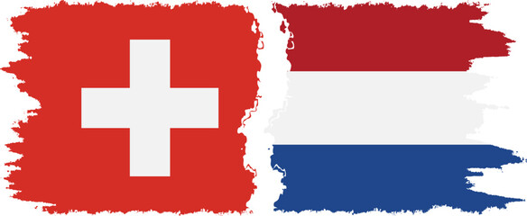 Fototapeta premium Netherlands and Switzerland grunge flags connection vector