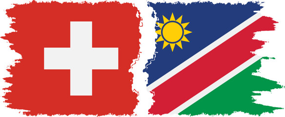 Namibia and Switzerland grunge flags connection vector