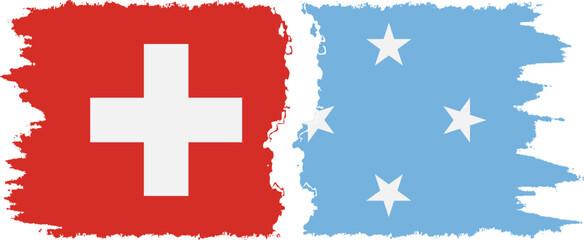 Federated States of Micronesia and Switzerland grunge flags connection v - obrazy, fototapety, plakaty
