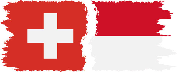 Obraz premium Monaco and Switzerland grunge flags connection vector