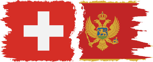 Montenegro and Switzerland grunge flags connection vector