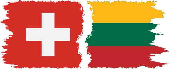 Lithuania and Switzerland grunge flags connection vector