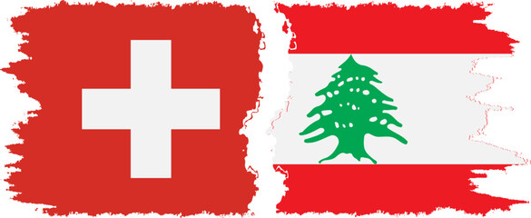 Lebanon and Switzerland grunge flags connection vector