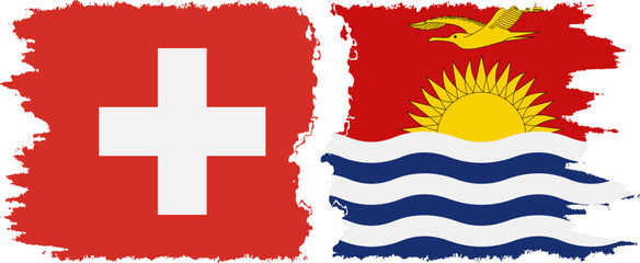 Kiribati and Switzerland grunge flags connection vector