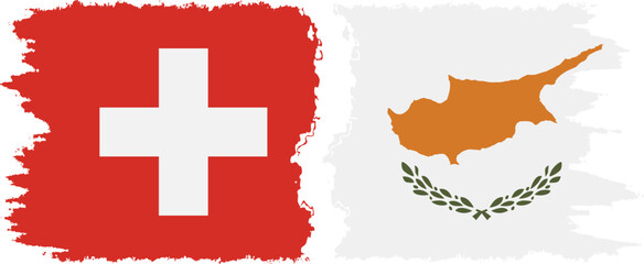 Cyprus and Switzerland grunge flags connection vector