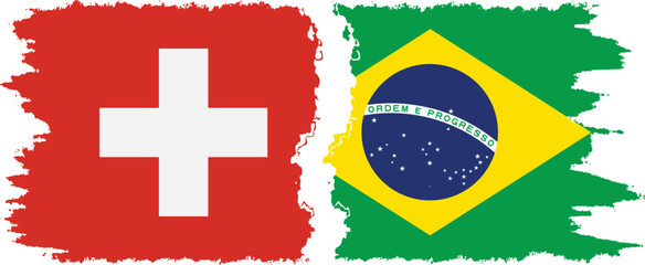Brazil and Switzerland grunge flags connection vector