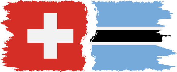 Botswana and Switzerland grunge flags connection vector