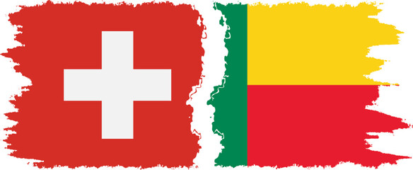 Benin and Switzerland grunge flags connection vector