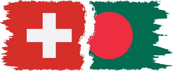 Fototapeta premium Bangladesh and Switzerland grunge flags connection vector