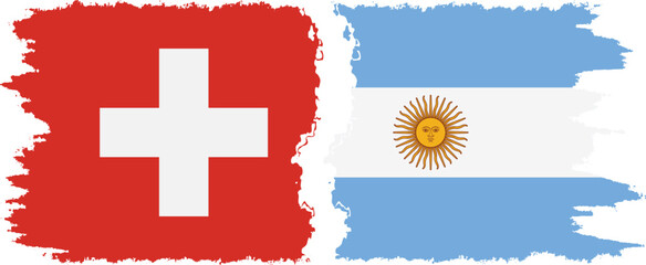 Argentina and Switzerland grunge flags connection vector