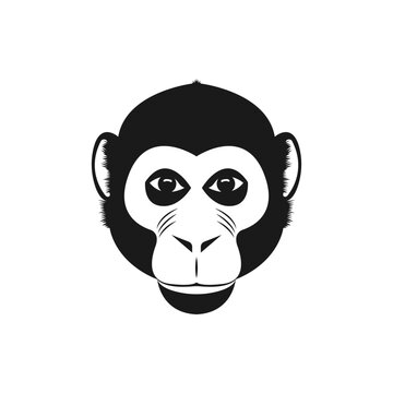 Monkey icon flat style isolated on white background. Vector illustration