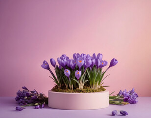 Purple crocus pot Pastel colors Studio Shoot Generative AI