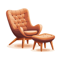 Vector illustration of a cozy brown chair with a pa