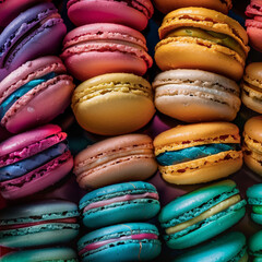 Assorted Colorful Macarons in Close-Up Photography