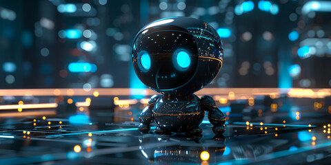 Cyberpunk cyborg robot futuristic portrait 3d rendering, Robot on the road in the city at night 3d rendering, A busy office with a robotic assistant helping a human worker Created with Generative AI,  - obrazy, fototapety, plakaty