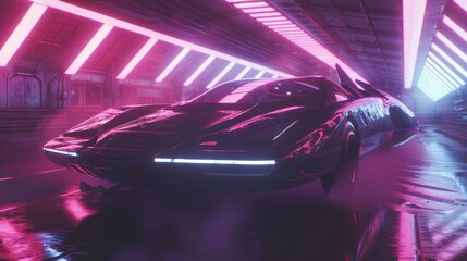 Futuristic Transportation Cinematic captures of futuristic vehicles and transportation systems featuring sleek cars hovercrafts  AI generated illustration - obrazy, fototapety, plakaty