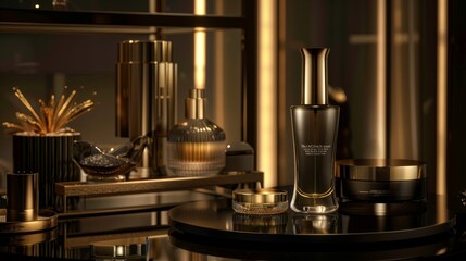 Fototapeta na wymiar Iconic Beauty Cinematic shots of an iconic product on a podium with dramatic lighting and framing to capture its timeless beaut AI generated illustration