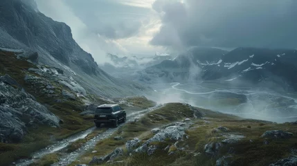 Fototapeten Luxury SUV Escapes Detailed captures of luxury SUVs in picturesque landscapes showcasing their capability for luxury travel and  AI generated illustration © ArtStage