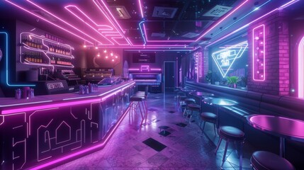 Neon Cyberpunk Cafes Cinematic captures of neon-lit cyberpunk cafes and coffee shops featuring futuristic decor holographic men  AI generated illustration