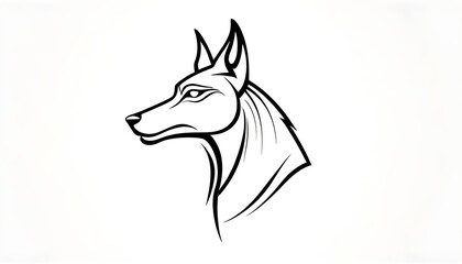 A minimalist black and white drawing of the Anubis