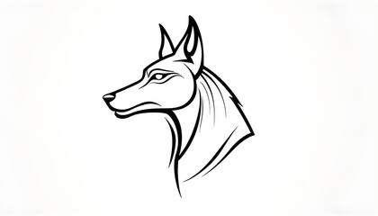 Obraz premium A minimalist black and white drawing of the Anubis