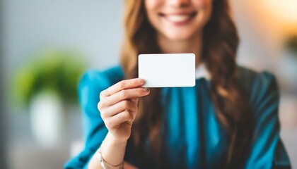 Succesful Entrepreneur holding a White Business Card - Business Card Mockup - Greetings Card for Personal Promotion