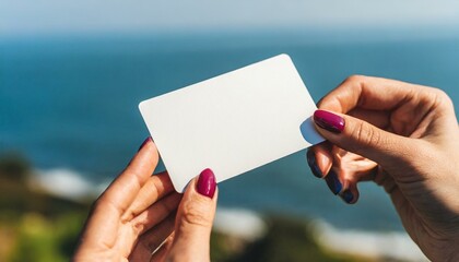 Succesful Entrepreneur holding a White Business Card - Business Card Mockup - Greetings Card for Personal Promotion
