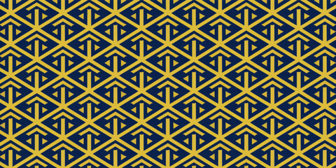 Abstract rectangular geometric pattern in gold on a dark background. for decoration, textile fabric prints and wallpaper. Symmetrical model for fashion and home design.