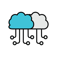 cloud computing icon with white background vector stock illustration