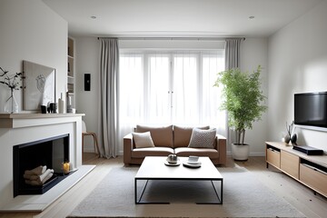 Scandinavian home interior design of modern living room.