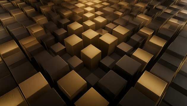3d futuristic cubes dark black background abstract geometric mosaic grid square tiles pattern