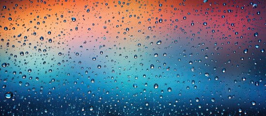 Water droplets cling to a window against a colorful background, creating a mesmerizing display of shades and tints. The atmosphere is electric blue, creating a stunning geological phenomenon