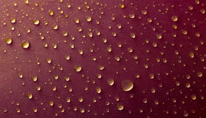 Fotobehang close up of droplets on a burgundy bordeaux background flat lay paper © Francesco