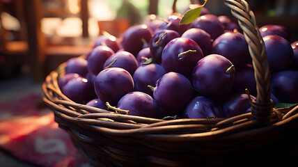 plums in a basket