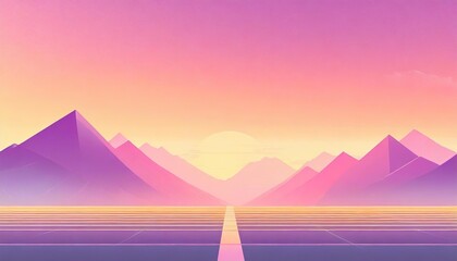 synthwave retro cyberpunk style landscape background banner or wallpaper bright neon pink and purple colors