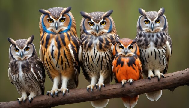 Owls With Vibrant And Diverse Feather Colors Upscaled 3