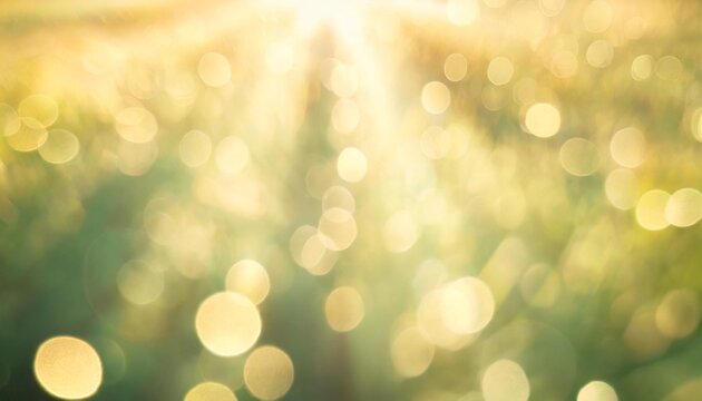 abstract natural bokeh lights with shining sun rays beautiful light green background texture