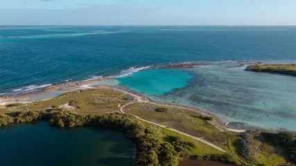 Foto op Canvas Beautiful virgin islands with crystal clear waters in the Caribbean Sea drone shots. Los Roques Venezuela, Cayo Francisqui © carlosagonzalezq