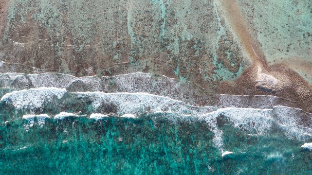 aerial shot of the beautiful Caribbean beaches on the coasts of the virgin islands of Los Roques, Venezuela