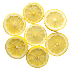 Fototapeta premium Slices of lemon isolated on transparent background. Top view.