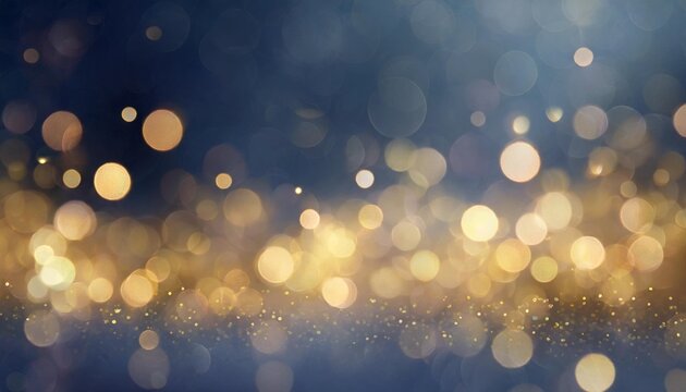 festive celebration holiday christmas new year new year s eve banner template illustration abstract gold bokeh lights on dark blue background texture de focused