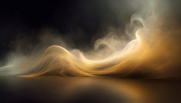 mystical mist swirling smoke in dark and light symphony fluid fantasia abstract dance of fog and light on floor with black background
